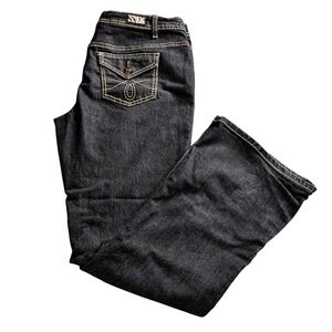 Earl Jean Blue Women's Size 17 Dark‎ Wash Flared Bootcut Jeans Pants Mid Rise